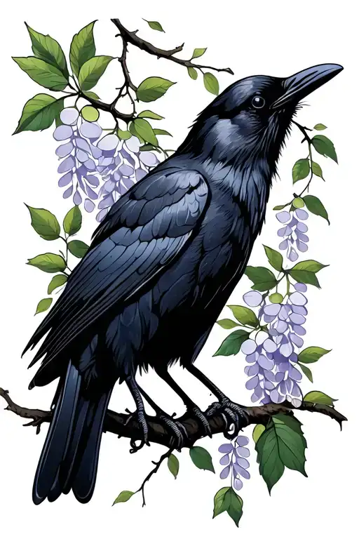 Crow And Wisteria Vine Winding