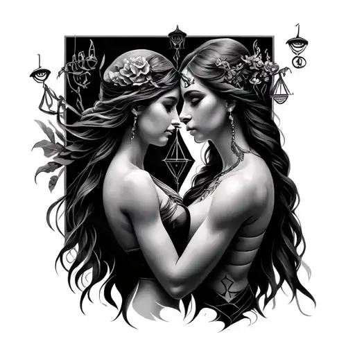 Cancer & Libra Best Friend Matching Tattoo Design