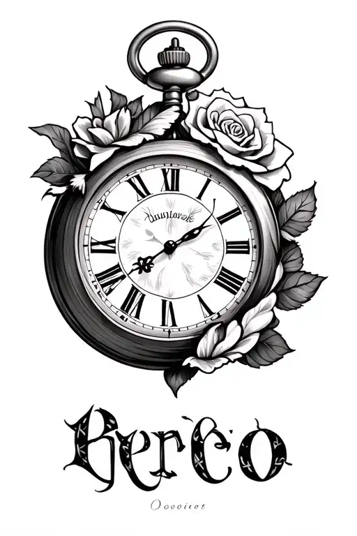 Pocket Watch Rose Lion Winding Road