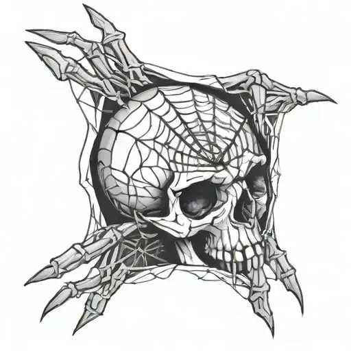 Skull Hand Plus Spider Web