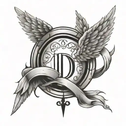 Angel Wings With Halo And The Letter D