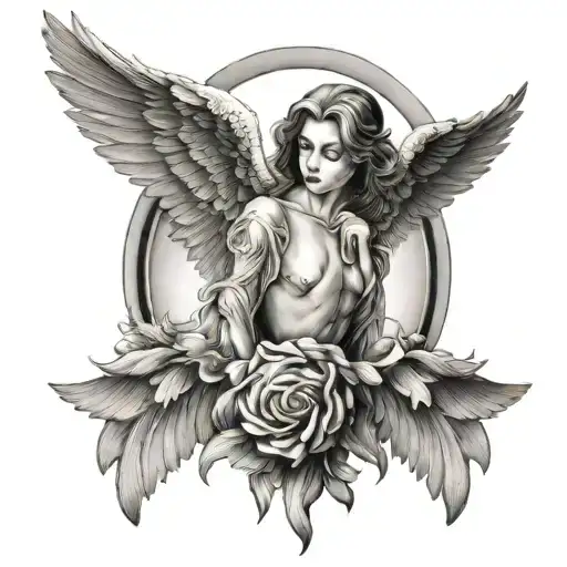 Angel Wings With Halo Symbolizing A Freind Passing