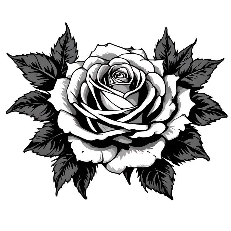 Symmetrical Rose Chest Tattoo Design