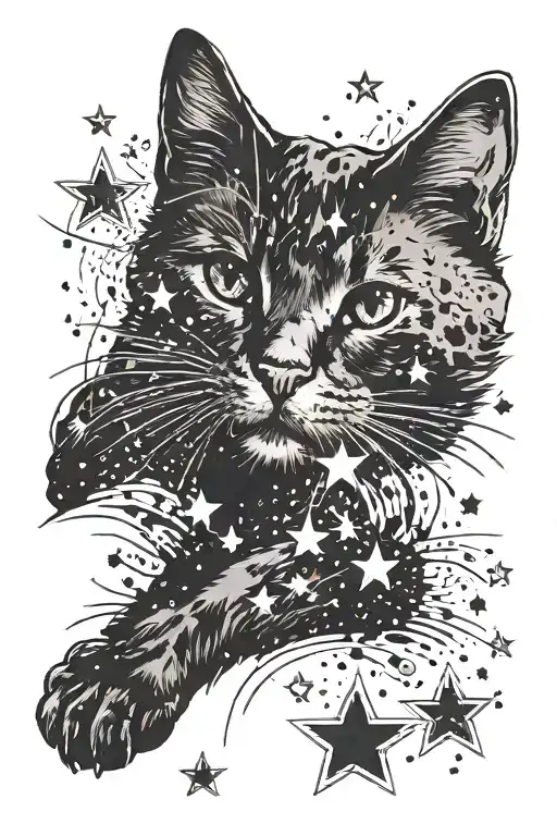 Cat Paw And Stars Scattered