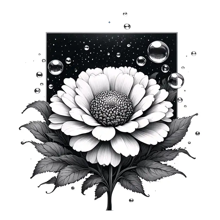 Marigold With Bigger Bubbles Around It Luminous Points