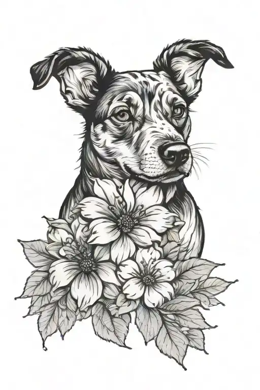 Flowers And Dog Paw Print