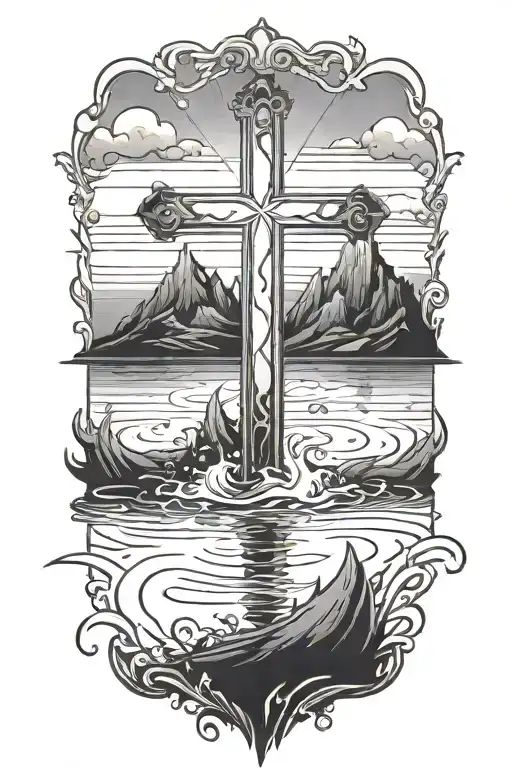 A Cross Ontop Of Water