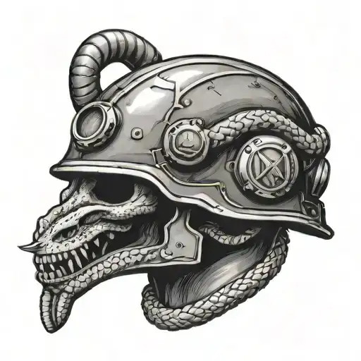 A Combat Medic Helmet With A Snake Wrapped Around A Staff