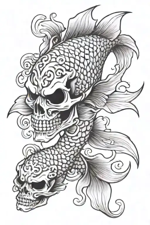 Skull Face Koi Fish