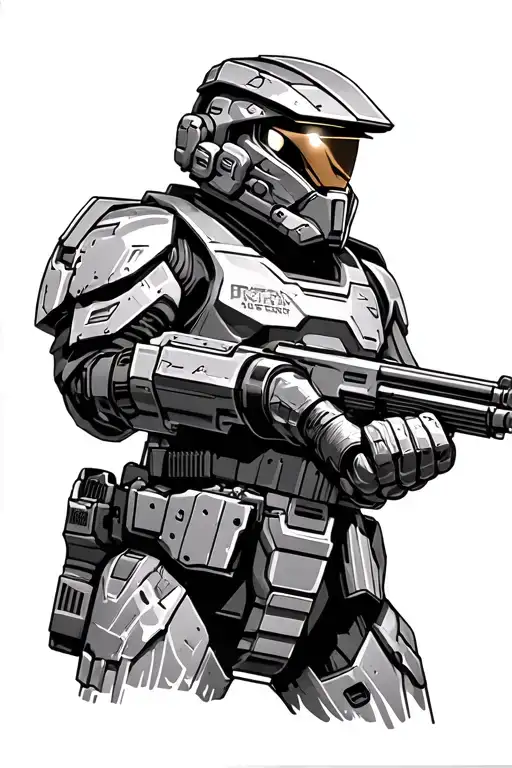 Master Chief With Spartan Laser Gun