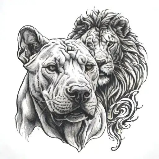 Pitbull And Lion
