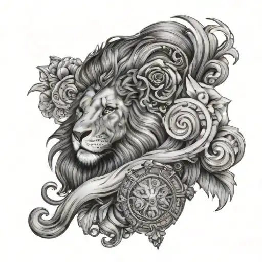 Half Of Venus With A Libra Astrological Sign In Venus And The Other Half A Realistic Lion Head