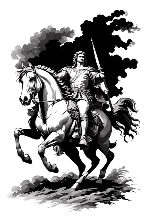 Alexander The Great On A Horse At War