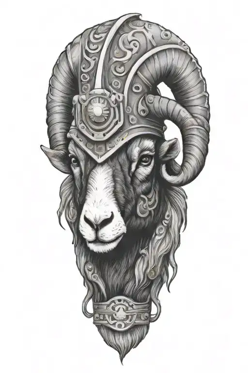 Black Ram Wearing Fire Helmet