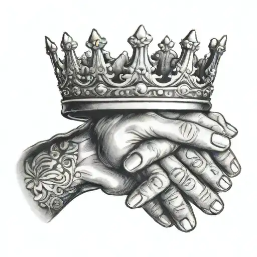 Prayer Hands Forming And Also Holding Crown