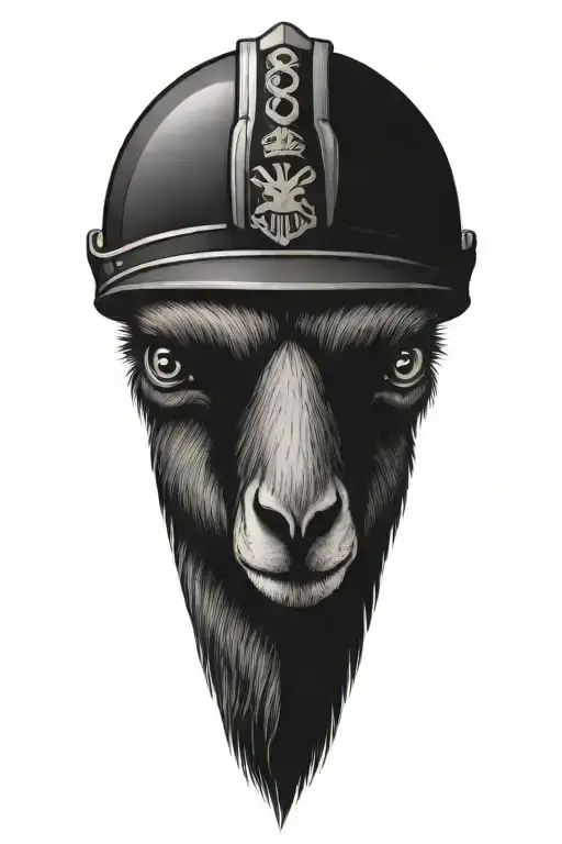Black Ram Wearing American Firefighter Helmet