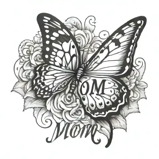 Combination Of Butterfly And The Word Mom