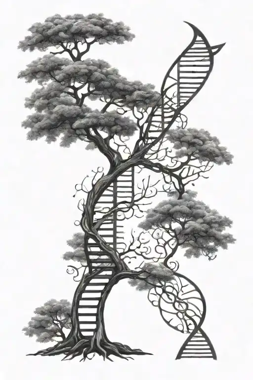 Tree And Dna Spiral Merging Seamlessly