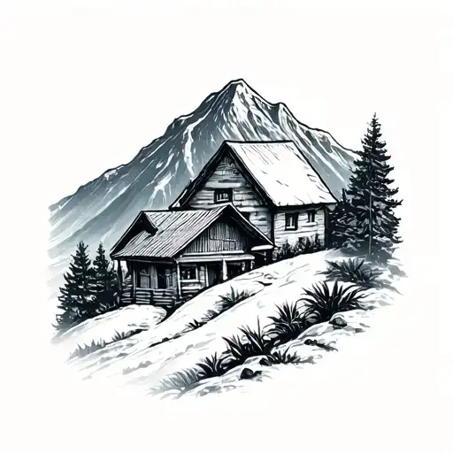 Karpaty Ukrainian Mountain With A Ukrainian Style House