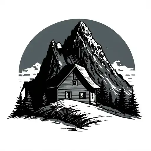 Karpaty Ukrainian Mountain With A Ukrainian Style House Minimalistic