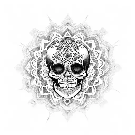 Mexican Skull With Mandala Around