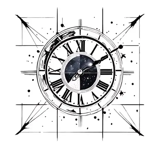 Clock Geometric Pattern Cosmic Scene