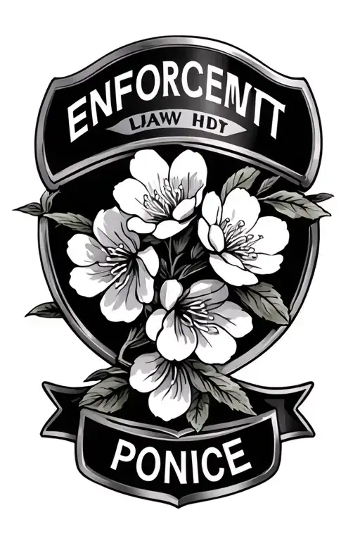 Law Enforcement Badge With Cherry Blossoms