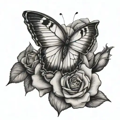 Rose Butterfly With 1 Flower Wing