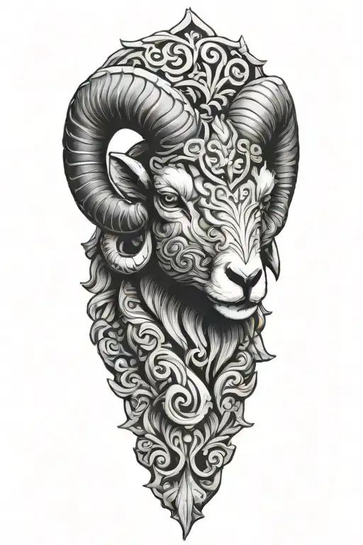 Black Ram Head Firefighter With Nordic Carvings