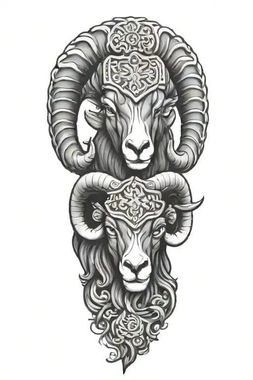 Black Ram Head Firefighter With Nordic Carvings