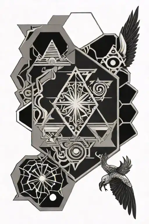Hexagon Pattern With Egyptian Symbols Made