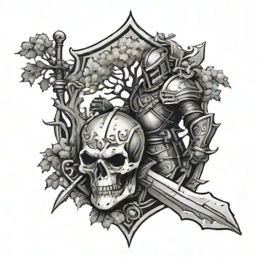 Knight And Skull With Tree