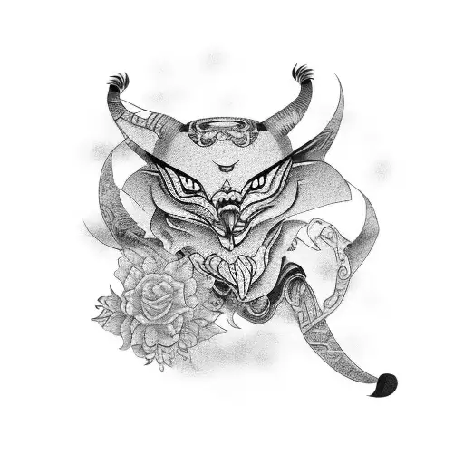 A Fusion Of Mexican And Japanese Culture In A Tattoo Design