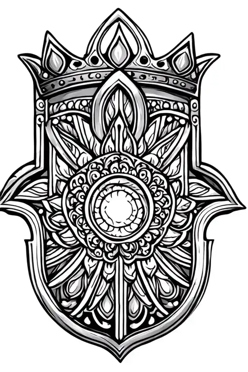 Hamsa Symbol Filled With Ank Crown