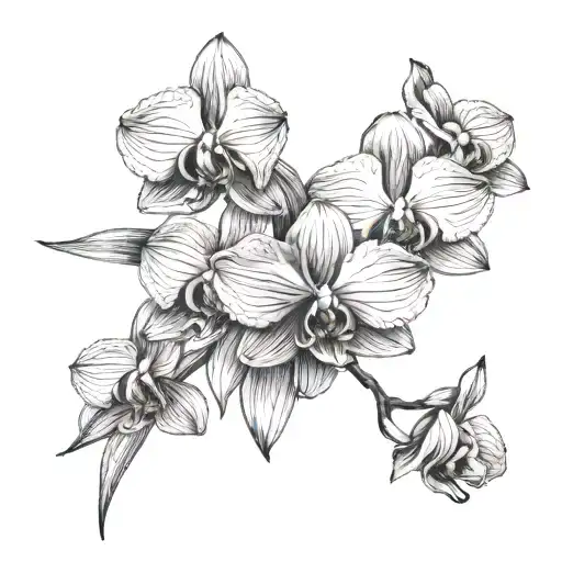 Horizontal Line Tattoo Of Orchid