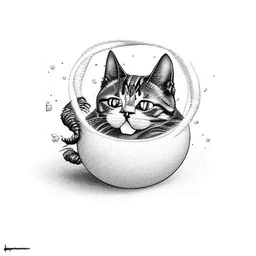 Letter M From Which A Ball Of Yarn Is Formed With A Cat Playing With The Ball