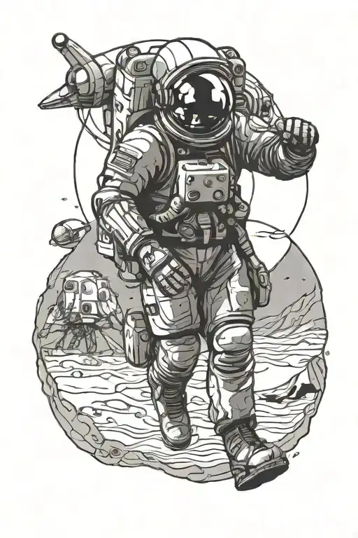 Astronout Floating In Front Of Planet Mars