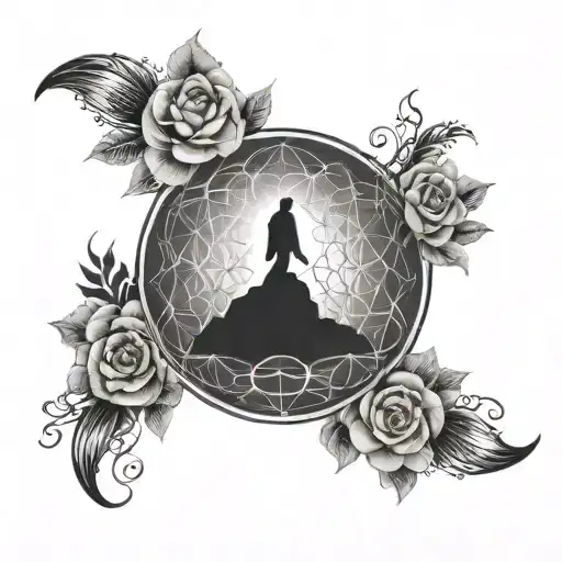 Creation Of Adam Inside Circle Made With Flower Of Life