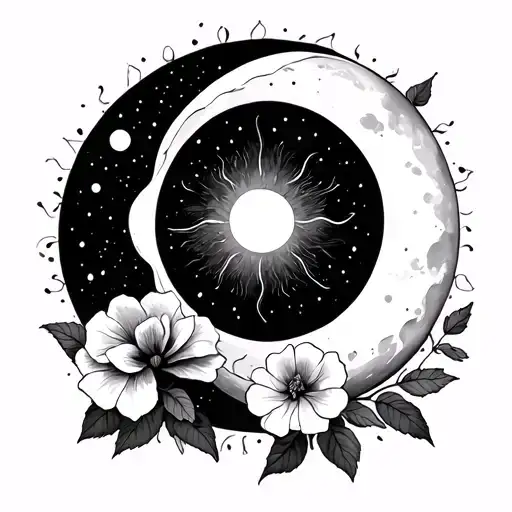 Sun And Moon With Geranium And Rose