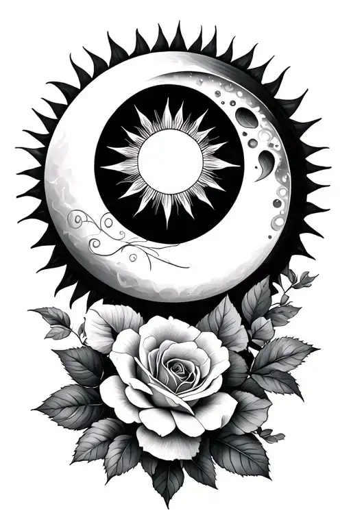 Sun And Moon With Geranium And Rose