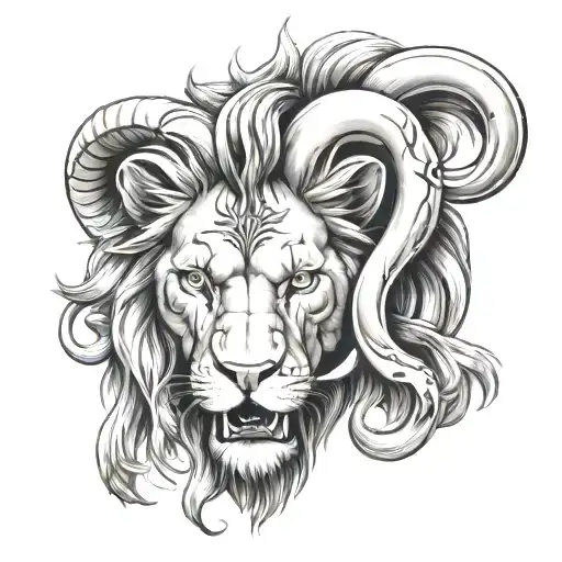 Lion With Ram Skull