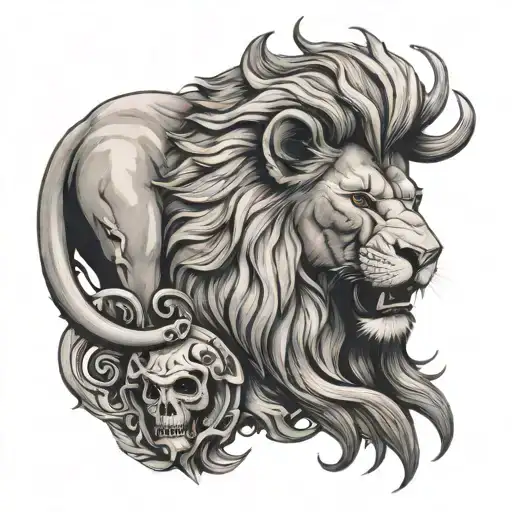 Lion With Ram Skull Wearing