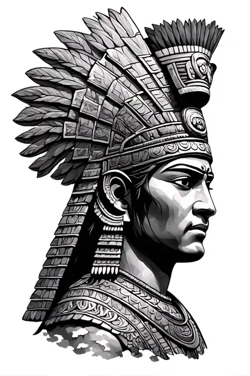 Mayan Warrior Chichen Itza With Sky Filled