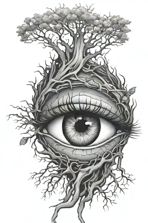 A Crazy Eye Looks Out From Behind The Roots