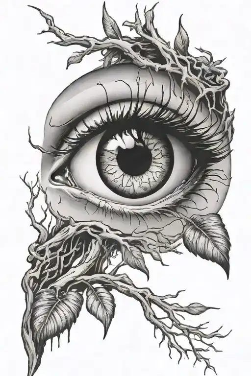 A Crazy Eye Looks Out From Behind The Roots