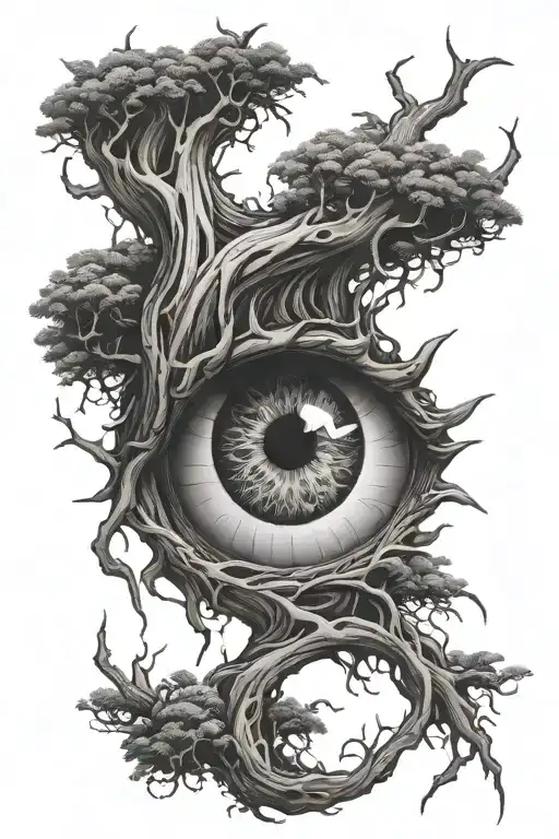 A Crazy Eye Looks Out From Behind The Roots