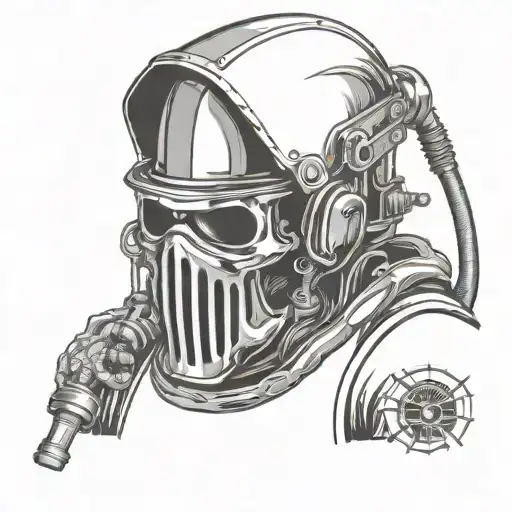 Skull Welders Wearing A Welding Hood Holding