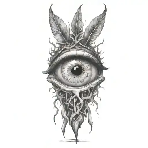 A Crazy Eye Looks Out From Behind The Roots