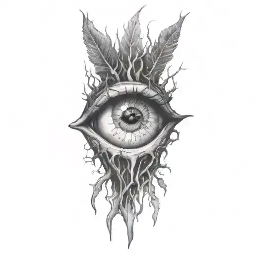 A Crazy Eye Looks Out From Behind The Roots