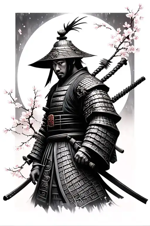 Samurai Warrior And Blossom Tree